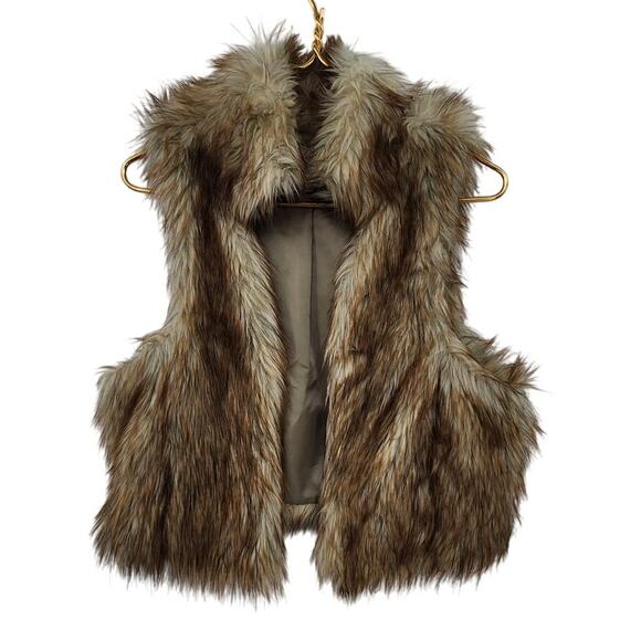 Ann Taylor Loft Faux Fur Vest Brown Size M/L - Picture 1 of 6